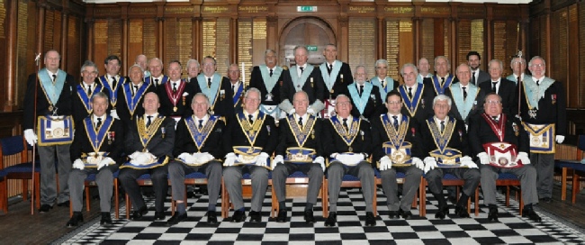 Lodge members and visitors at the Installation meeting, April 2014